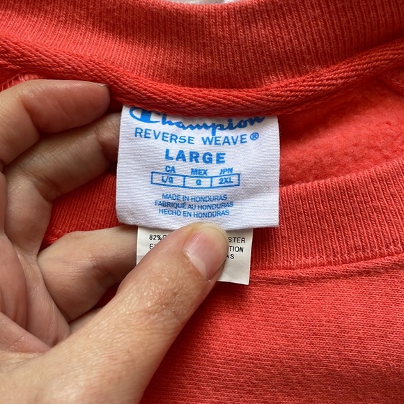 Mens Champion Coral Color Reverse Weave Short Sleeve Crew - Picture 4 of 8